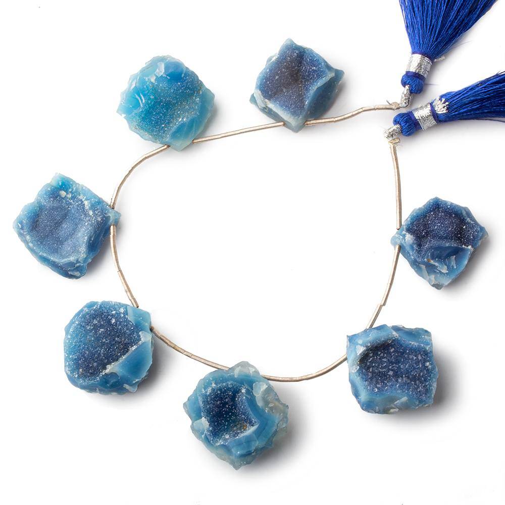 17-20mm Royal Blue Agate Hammer Faceted Drusy Square Beads 7 pieces - Beadsofcambay.com