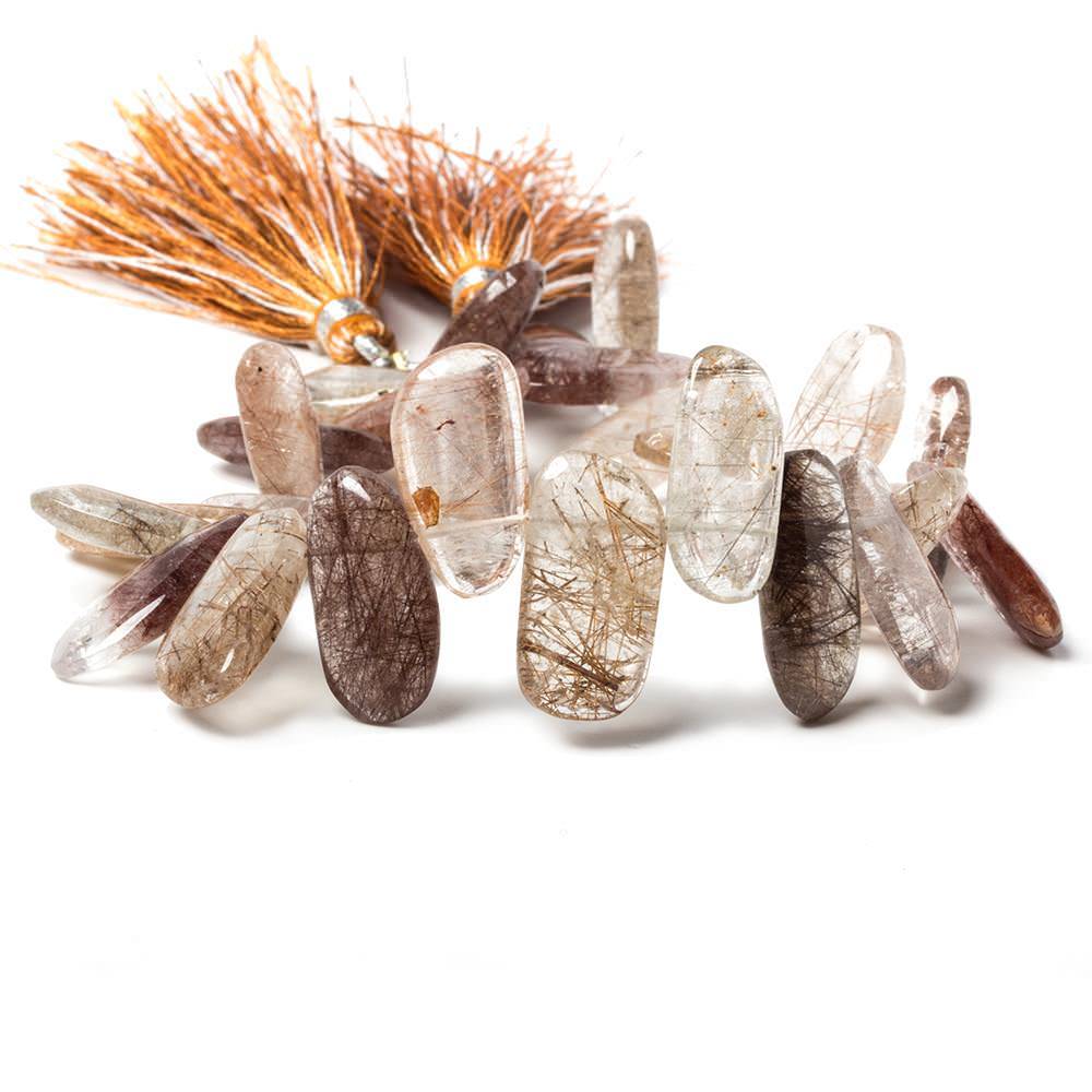 17 - 20mm Rutilated Quartz Plain Freeform Beads 8 inch 26 pieces - Beadsofcambay.com