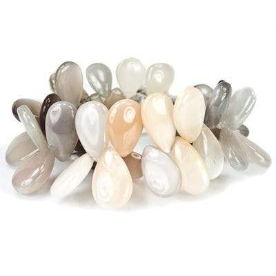 17-21mm Multi Color Moonstone Plain Pear Beads, AA Grade 42 pcs - Beadsofcambay.com