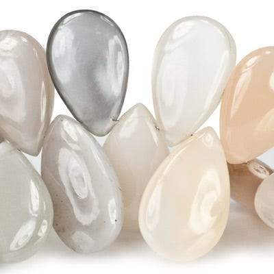 17-21mm Multi Color Moonstone Plain Pear Beads, AA Grade 42 pcs - Beadsofcambay.com