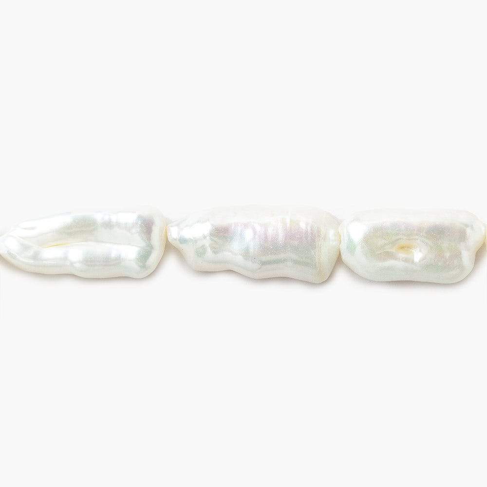 17-21mm Off White Biwa Straight Drill Freshwater Pearls 15 inch 20 pieces - Beadsofcambay.com