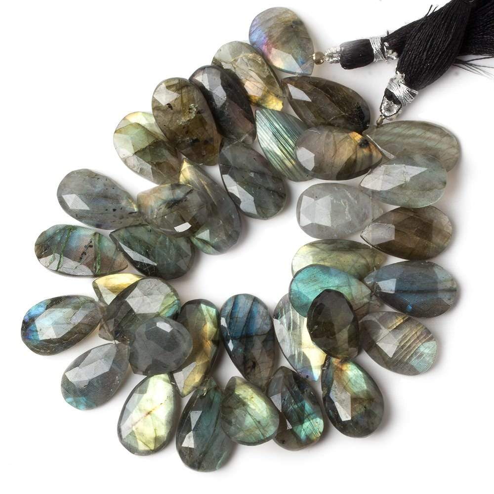 17-22mm Labradorite Faceted Pear Beads 8 inch 34 pieces - Beadsofcambay.com