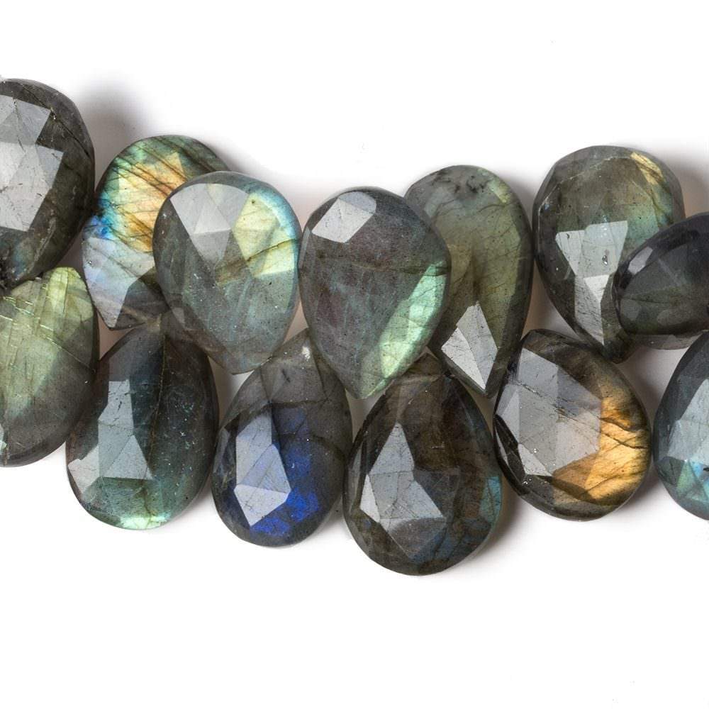 17-22mm Labradorite Faceted Pear Beads 8 inch 34 pieces - Beadsofcambay.com