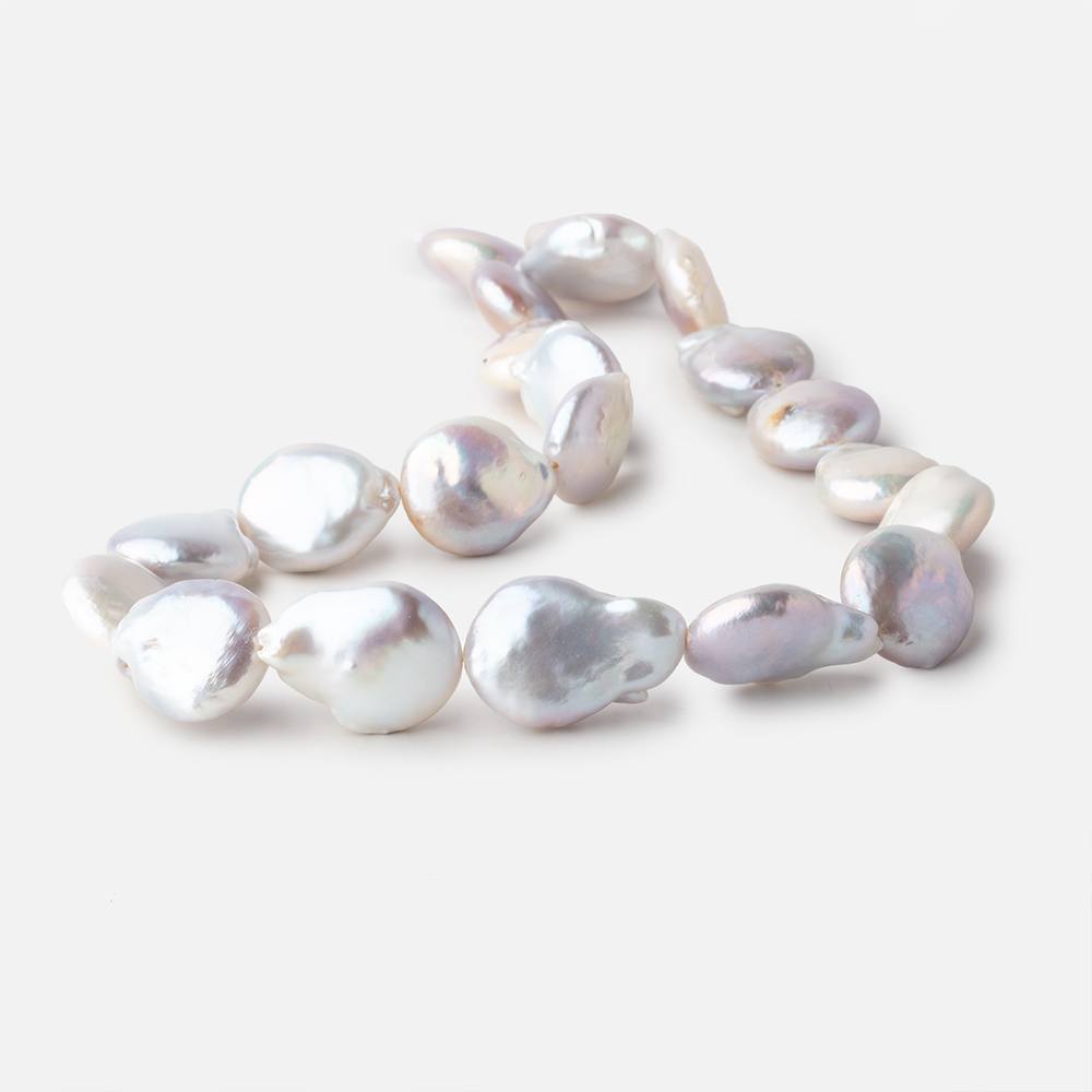 17-22mm Off White Ultra Coin Freshwater Pearl 16 inch 21 pieces - Beadsofcambay.com