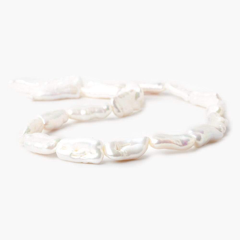 17-24mm Off White Biwa Straight Drill Freshwater Pearls 15 inch 19 pieces - Beadsofcambay.com