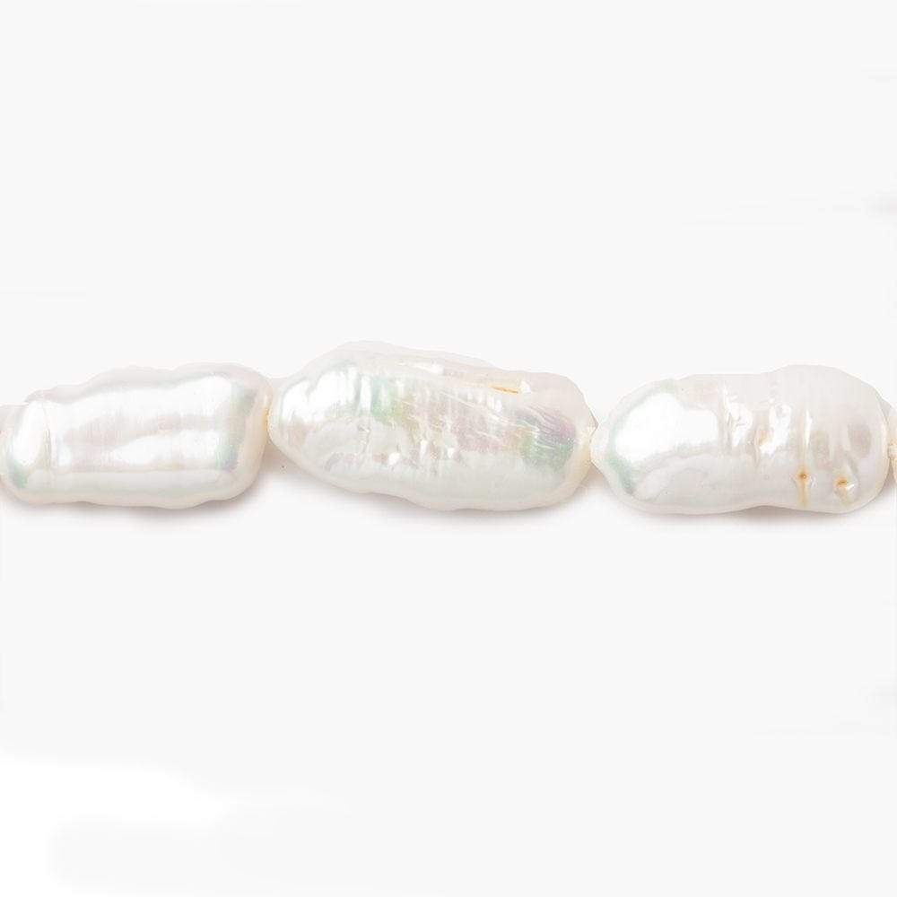 17-24mm Off White Biwa Straight Drill Freshwater Pearls 15 inch 19 pieces - Beadsofcambay.com