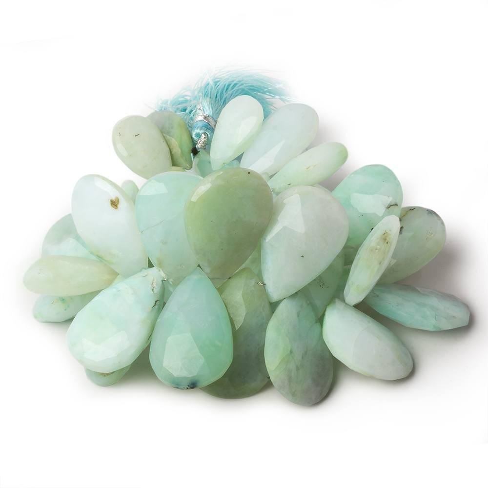 17-28mm Blue Peruvian Opal Faceted Pear Beads 8 inch 40 pieces - Beadsofcambay.com