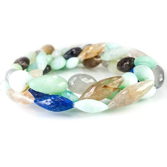 17-32mm Multi Gemstone Faceted Mix Shape Beads 48 inches 61 pieces - Beadsofcambay.com