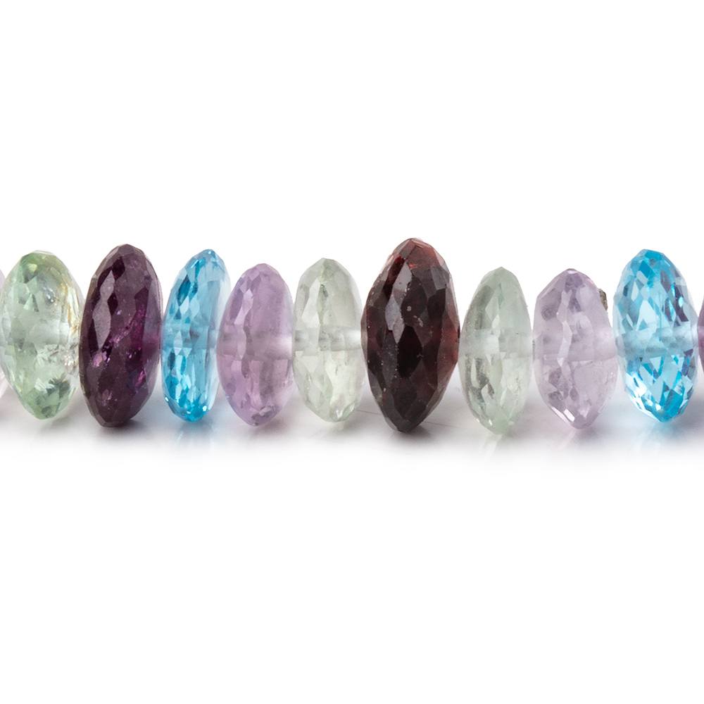7-10mm Multi Gemstone German Faceted Rondelle Beads 16 inch 115 pieces AAA - BeadsofCambay.com