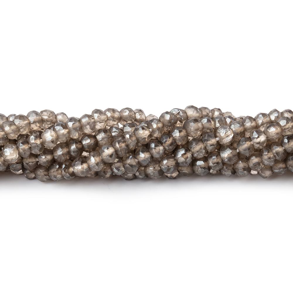 4mm Metallic Smoky Quartz Faceted Rondelle Beads 13 inch 120 pieces View 1 