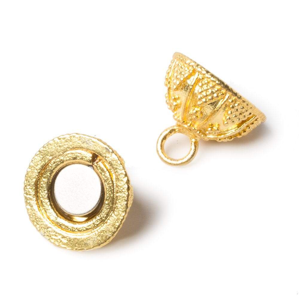17.5mm 22kt Gold plated Magnetic Clasp Roval Miligrain Triangles 1 piece - Beadsofcambay.com