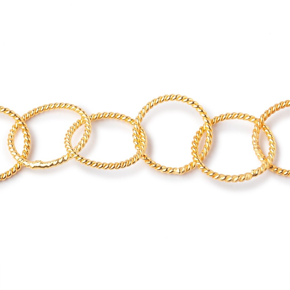 17.5mm 22kt Gold Plated Twisted Satin Round Link Chain - Beadsofcambay.com
