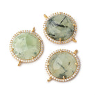 17.5mm Vermeil CZ Bezel Prehnite Coin Connector 1 Focal Bead - Beadsofcambay.com