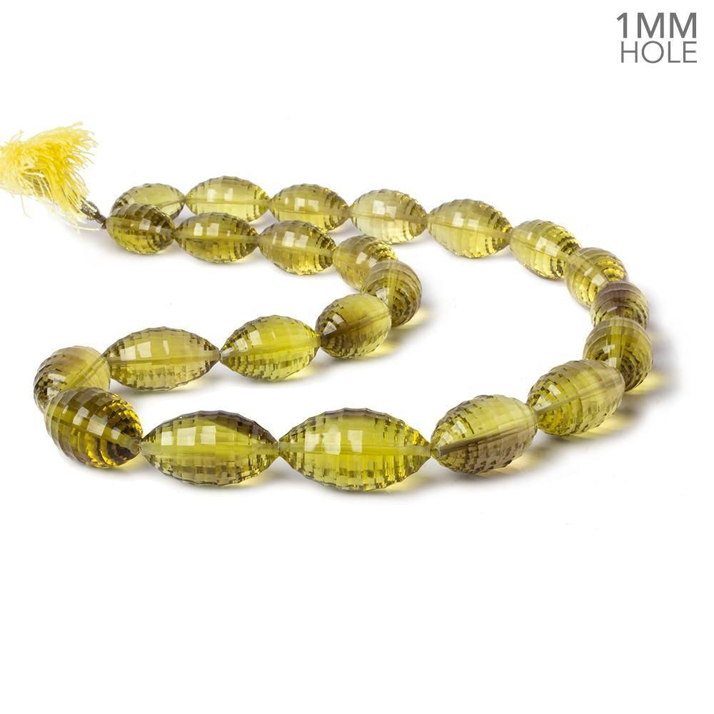 17.5x10.5-26x14.5mm Lemon Quartz Concave Faceted Marquise 17 inch 23 beads AAA - Beadsofcambay.com