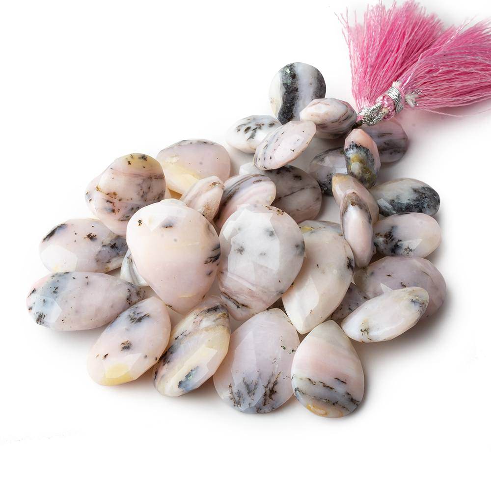 17.5x14-31x22mm Dendritic Pink Peruvian Opal Faceted Pears 8 inch 32 pieces A - Beadsofcambay.com