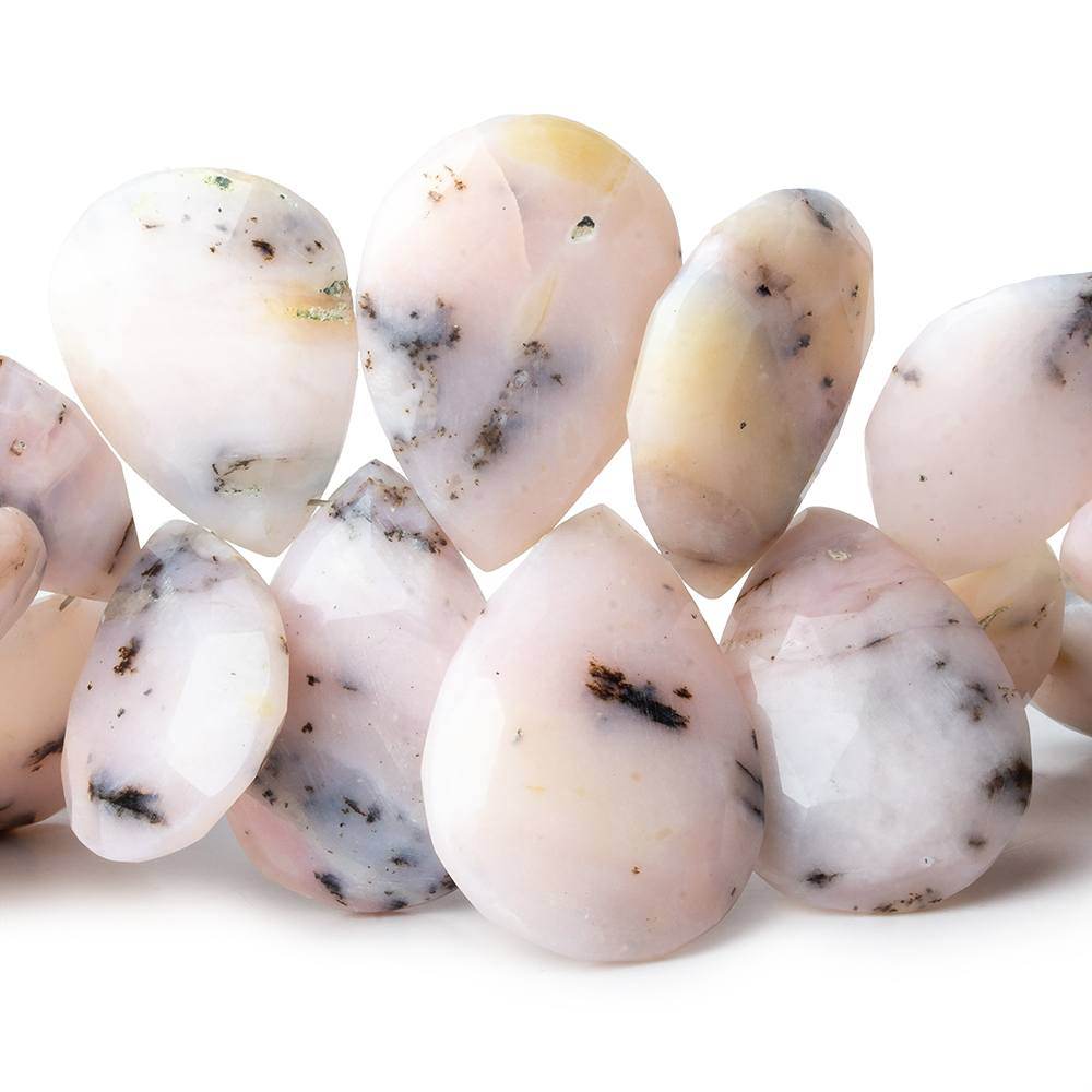 17.5x14-31x22mm Dendritic Pink Peruvian Opal Faceted Pears 8 inch 32 pieces A - Beadsofcambay.com