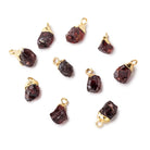 9x7mm Gold Leafed Rhodolite Garnet Natural Crystal Focal Pendant 1 piece - BeadsofCambay.com