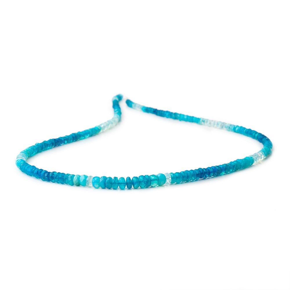 3-5mm Teal Blue Ethiopian Opal Faceted Rondelles 18 inch 190 color treated beads - BeadsofCambay.com