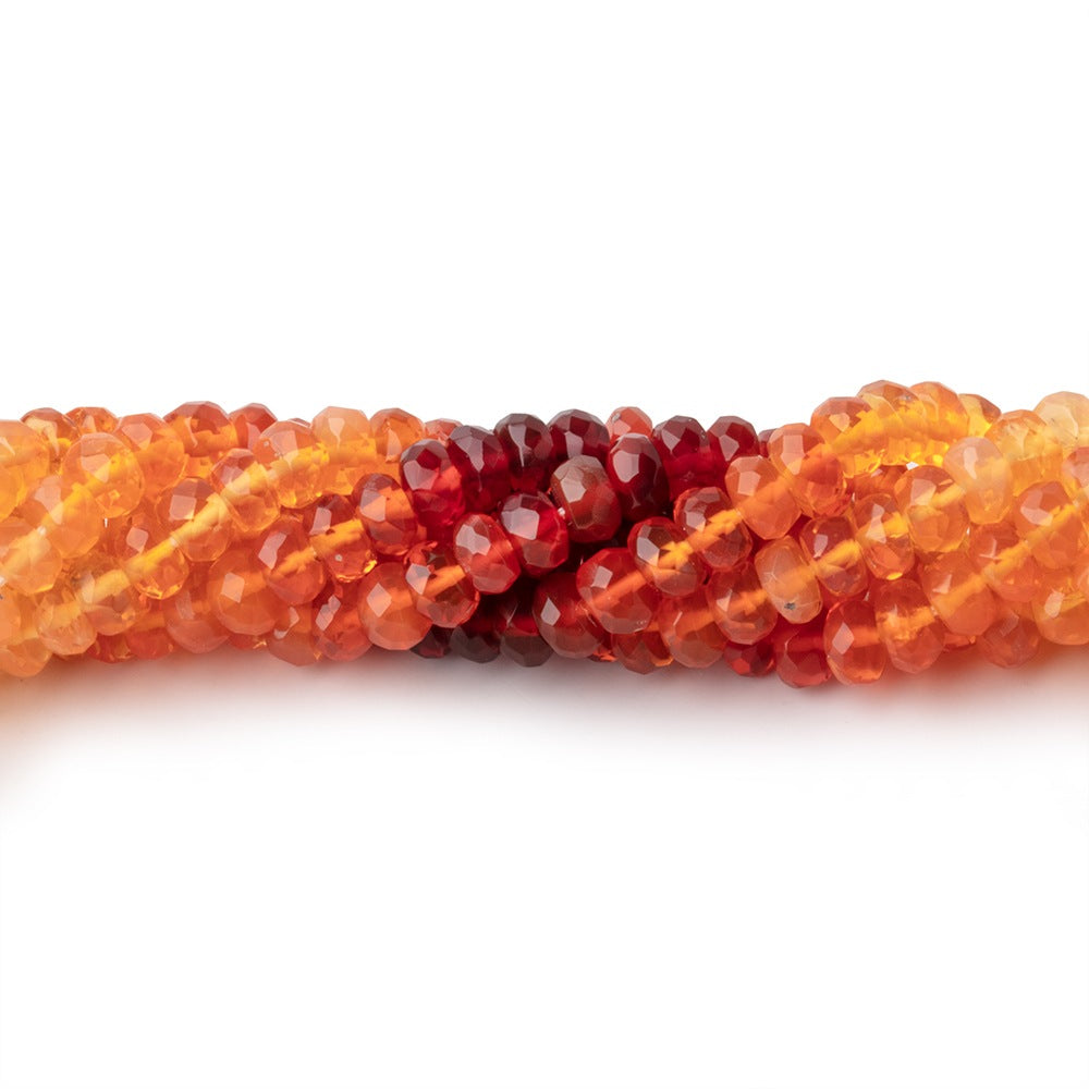 4mm Mexican Fire Opal Faceted Rondelles 16 inch 166 beads AAA - BeadsofCambay.com