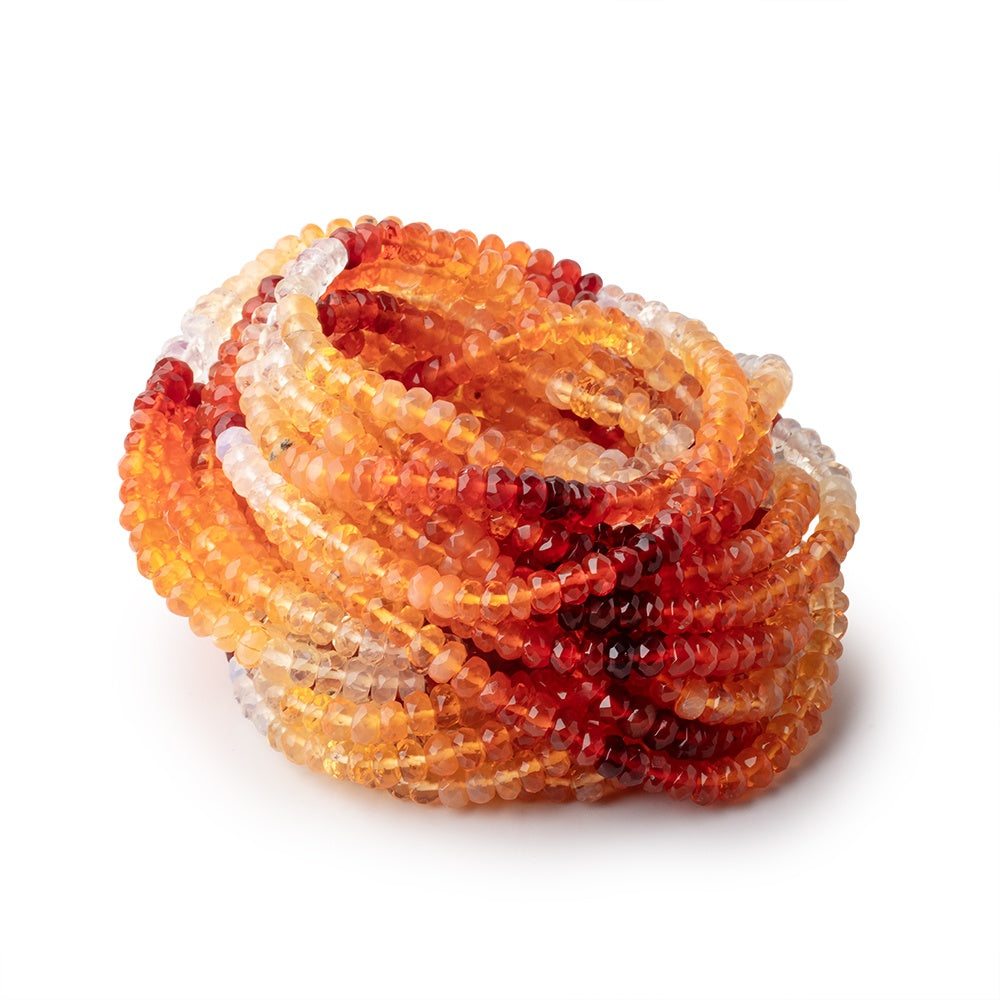 4mm Mexican Fire Opal Faceted Rondelles 16 inch 166 beads AAA - BeadsofCambay.com