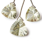 17mm-19.5mm Lemon Quartz Pavilion Concave Faceted Trillion Focal Beads Set of 3 AAA - Beadsofcambay.com