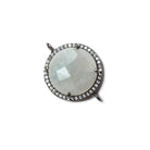 17mm Black Gold Bezeled Cubic Zirconia & Rainbow Moonstone Connector 1 pc - Beadsofcambay.com