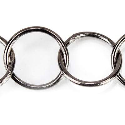 17mm Black Gold plated Plain Round Link Chain by the foot - Beadsofcambay.com