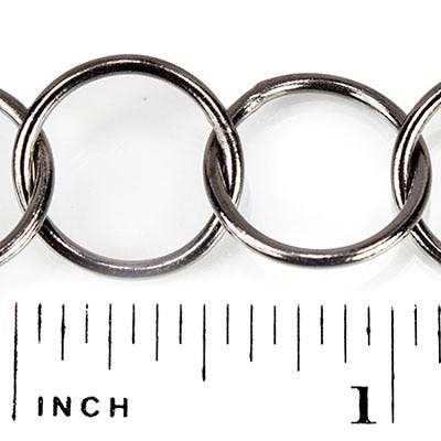 17mm Black Gold plated Plain Round Link Chain by the foot - Beadsofcambay.com