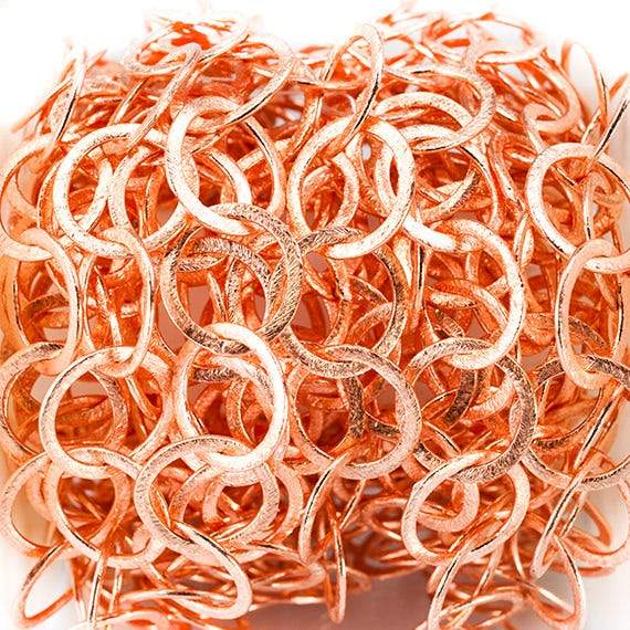 17mm Copper Brushed Round Link Chain by the foot - Beadsofcambay.com