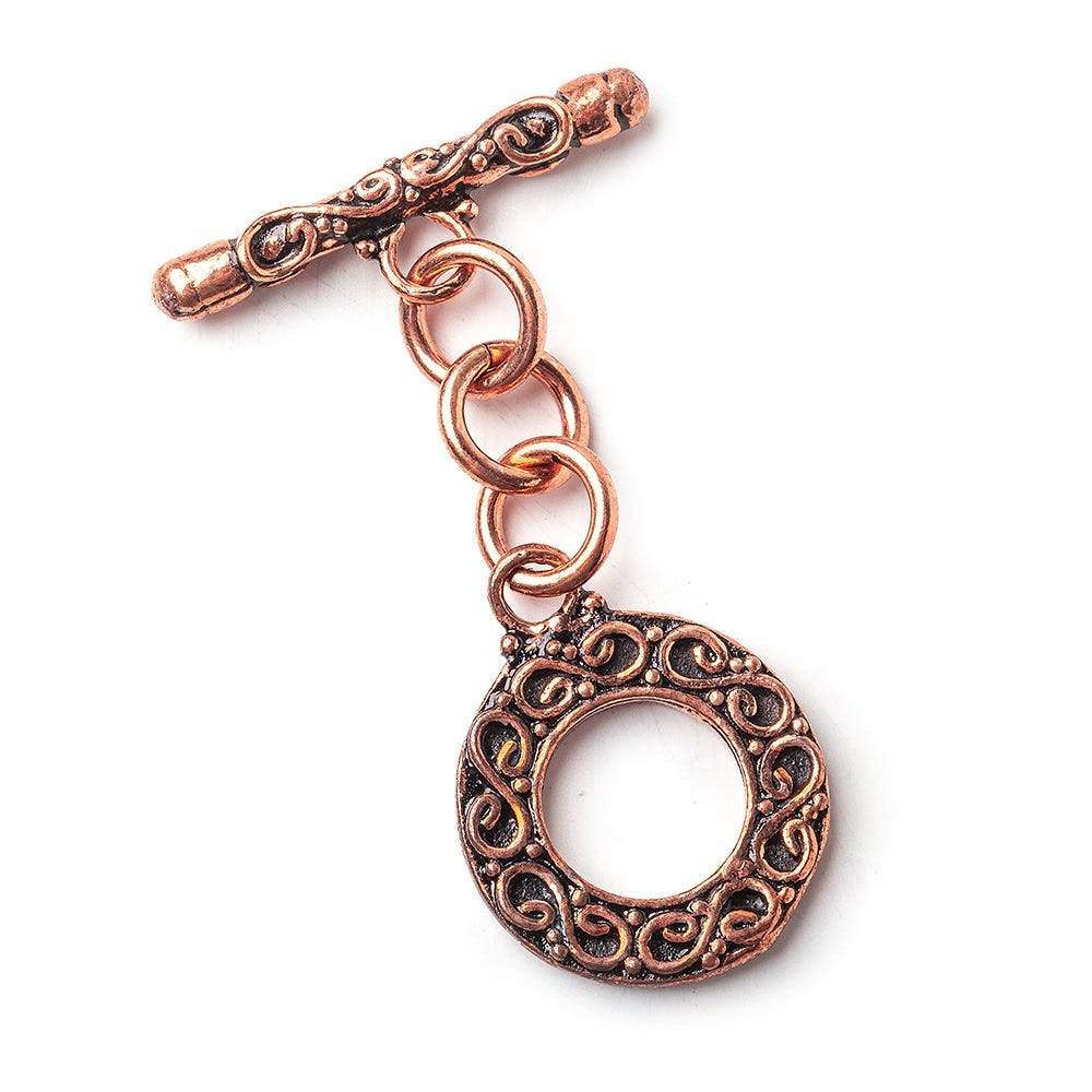17mm Copper Infinity Pattern Round Toggle Set of 2 - Beadsofcambay.com