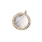 17mm Gold Bezel White CZ and Crystal Quartz Coin Pendant 1 focal bead - Beadsofcambay.com