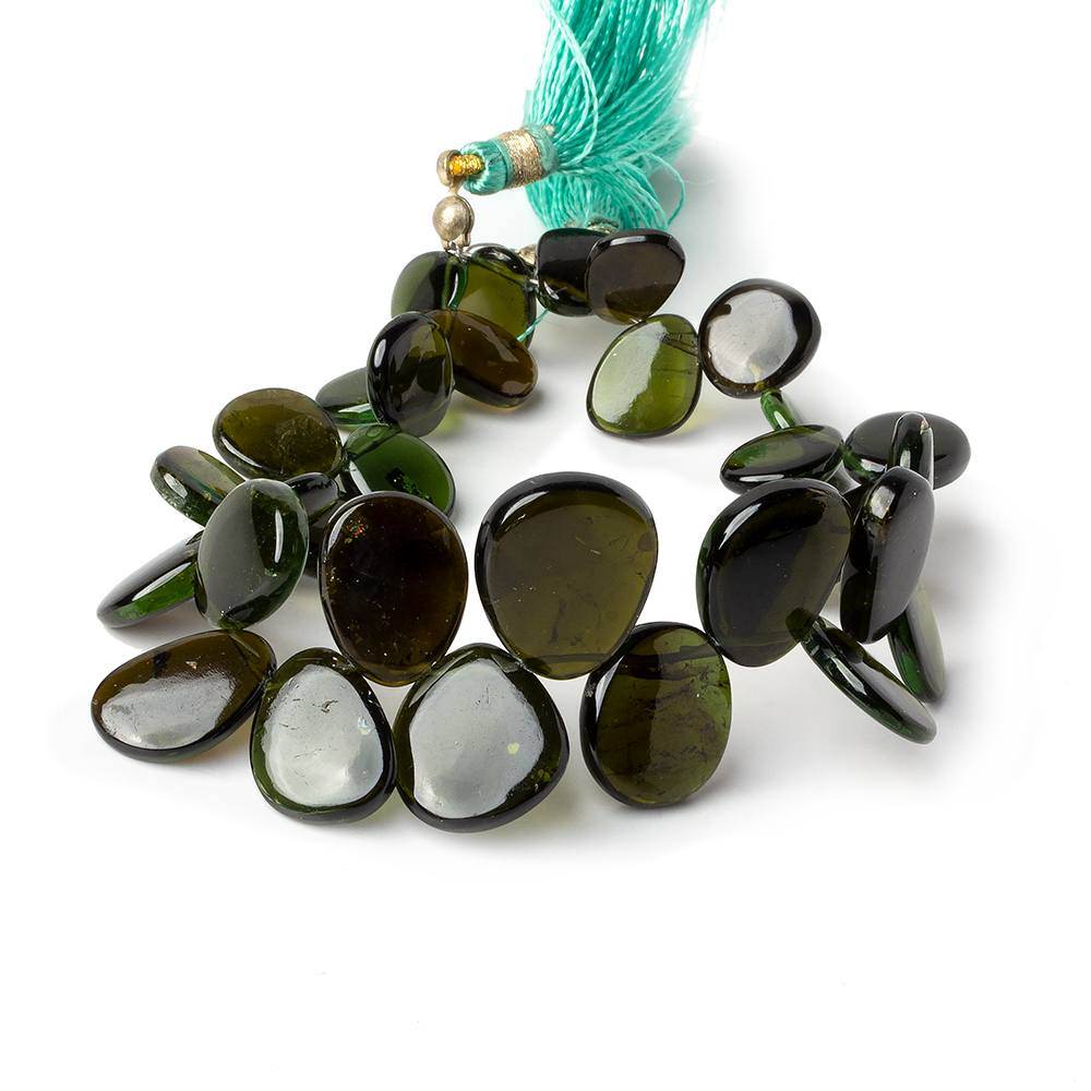 17mm Green Tourmaline Plain Slice Beads 31 beads 7 inch - Beadsofcambay.com