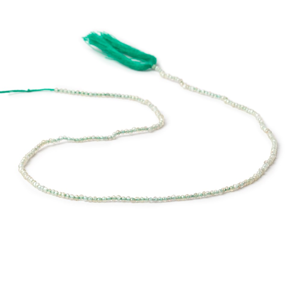 1.7mm Green Zircon Micro Faceted Rondelle Beads 12.75 inch 232 pieces - Beadsofcambay.com