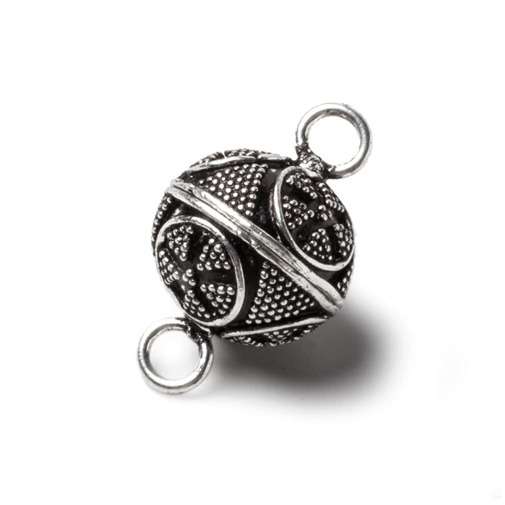 17mm Oxidized Silver plated Magnetic Clasp Roval Miligrain Circle Triangle 1 pc - Beadsofcambay.com