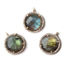 17mm Rose Gold .925 CZ Bezel Labradorite Coin Pendant 1 piece - Beadsofcambay.com