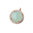 17mm Rose Gold CZ Bezel Seafoam Chalcedony Coin Pendant 1 piece - Beadsofcambay.com