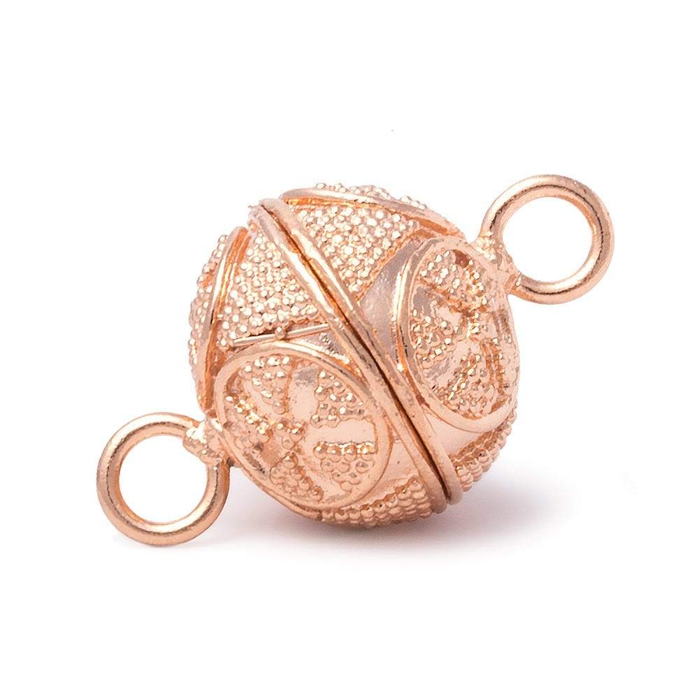17mm Rose Gold plated Magnetic Clasp Roval Miligrain Circle Triangle 1 piece - Beadsofcambay.com