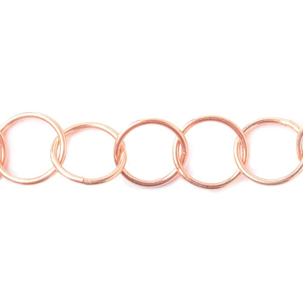 17mm Rose Gold plated Plain Round Link Chain by the foot - Beadsofcambay.com