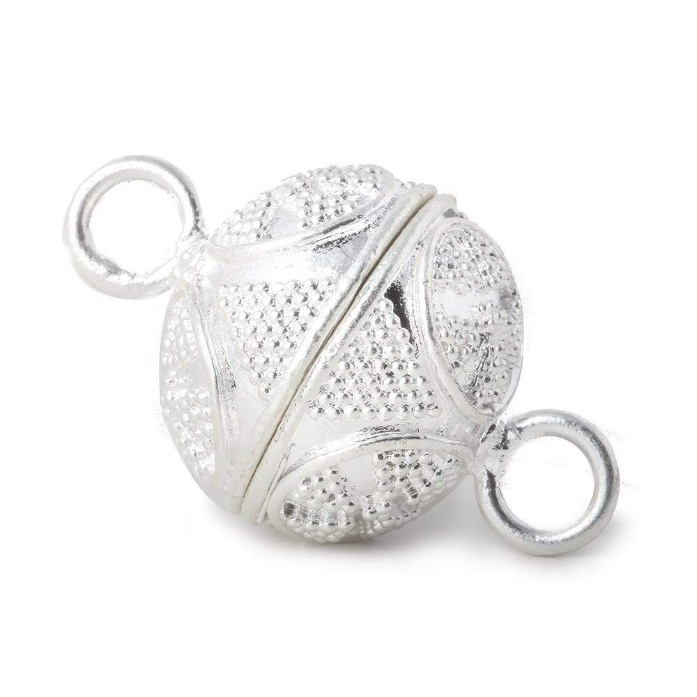 17mm Silver plated Magnetic Clasp Roval Miligrain Circle Triangle 1 pc - Beadsofcambay.com