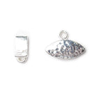 17mm Sterling Silver Box Clasp Marquise Hammered Design 1 piece - Beadsofcambay.com