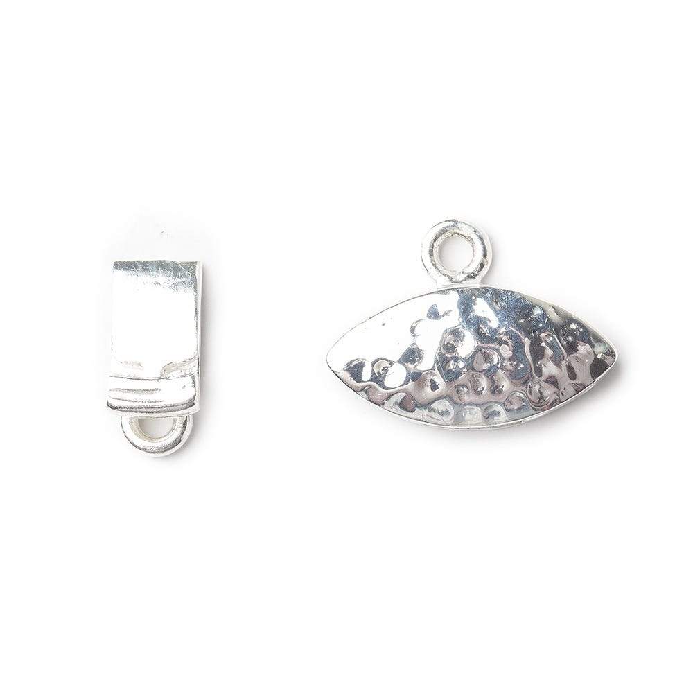 17mm Sterling Silver Box Clasp Marquise Hammered Design 1 piece - Beadsofcambay.com
