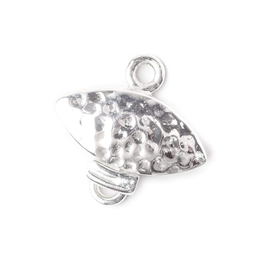 17mm Sterling Silver Box Clasp Marquise Hammered Design 1 piece - Beadsofcambay.com