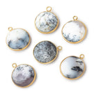 17mm Vermeil Bezel Dendritic Opal Plain Coin Pendant 1 piece - Beadsofcambay.com