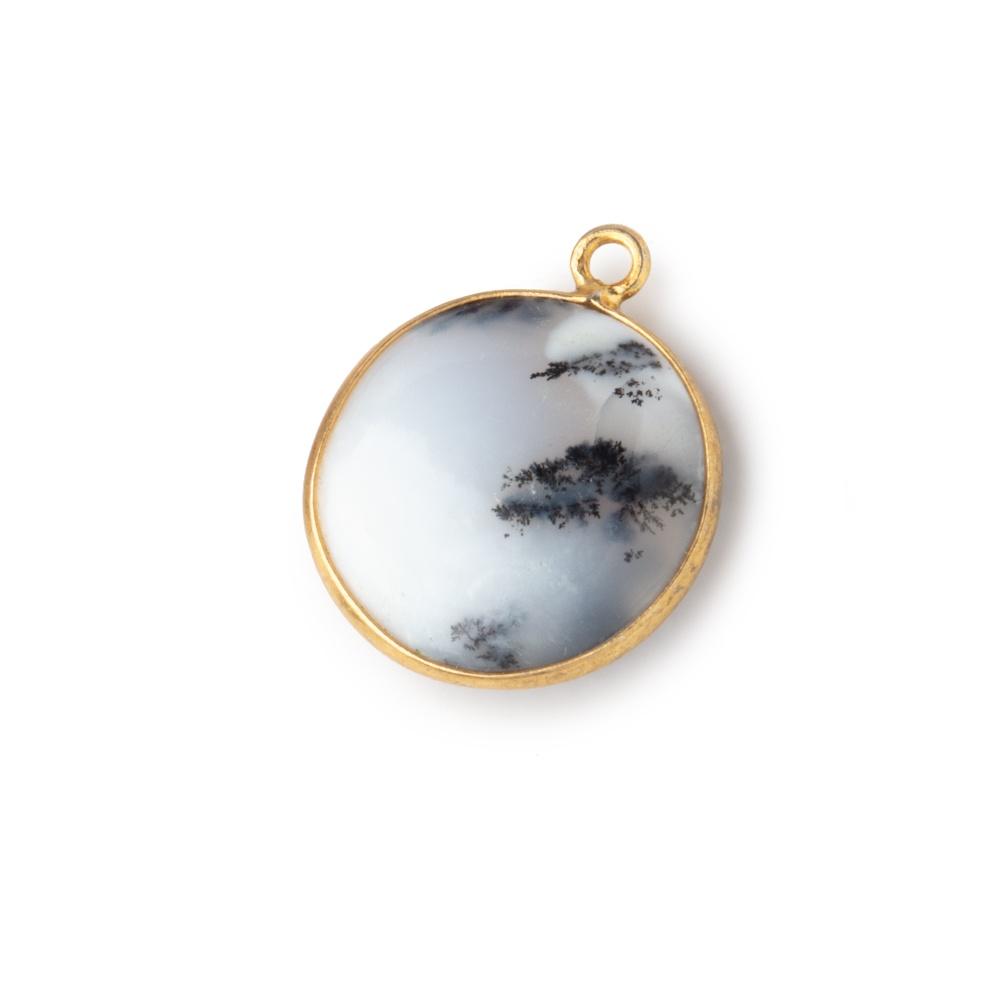 17mm Vermeil Bezel Dendritic Opal Plain Coin Pendant 1 piece - Beadsofcambay.com