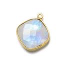 19mm Vermeil Bezel Rainbow Moonstone faceted cushion Pendant 1 piece - Beadsofcambay.com