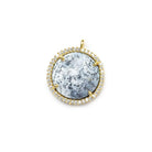 17mm Vermeil CZ Bezel & Dendritic Opal faceted coin Pendant 1 piece - Beadsofcambay.com