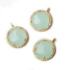 17mm Vermeil CZ Bezel Seafoam Chalcedony Coin Pendant 1 piece - Beadsofcambay.com