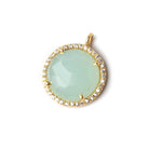 17mm Vermeil CZ Bezel Seafoam Chalcedony Coin Pendant 1 piece - Beadsofcambay.com
