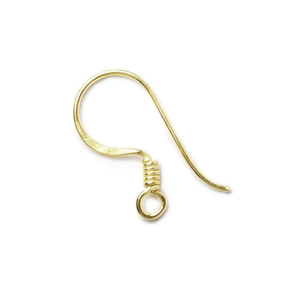 17mm Vermeil Earwire Fishhook with Wire Wrap, 10 Pieces - Beadsofcambay.com