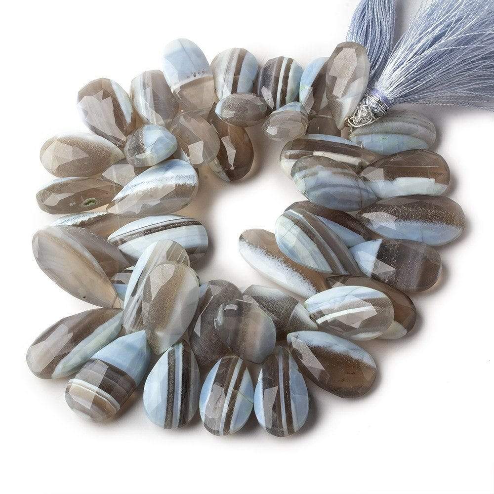 17x10-21x13mm Banded Owyhee Natural Blue Opal pear briolette 37 beads AA - Beadsofcambay.com